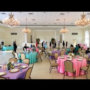 2, 120 round, banquet tablecloths.